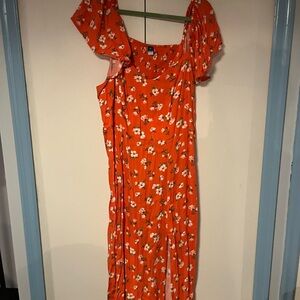Old Navy Orange Floral Midi Dress